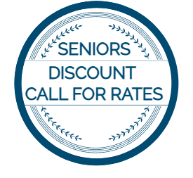 Seniors Discount Call For Rates Badge